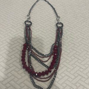 Elegant Red and Black Multi-Layer Necklace